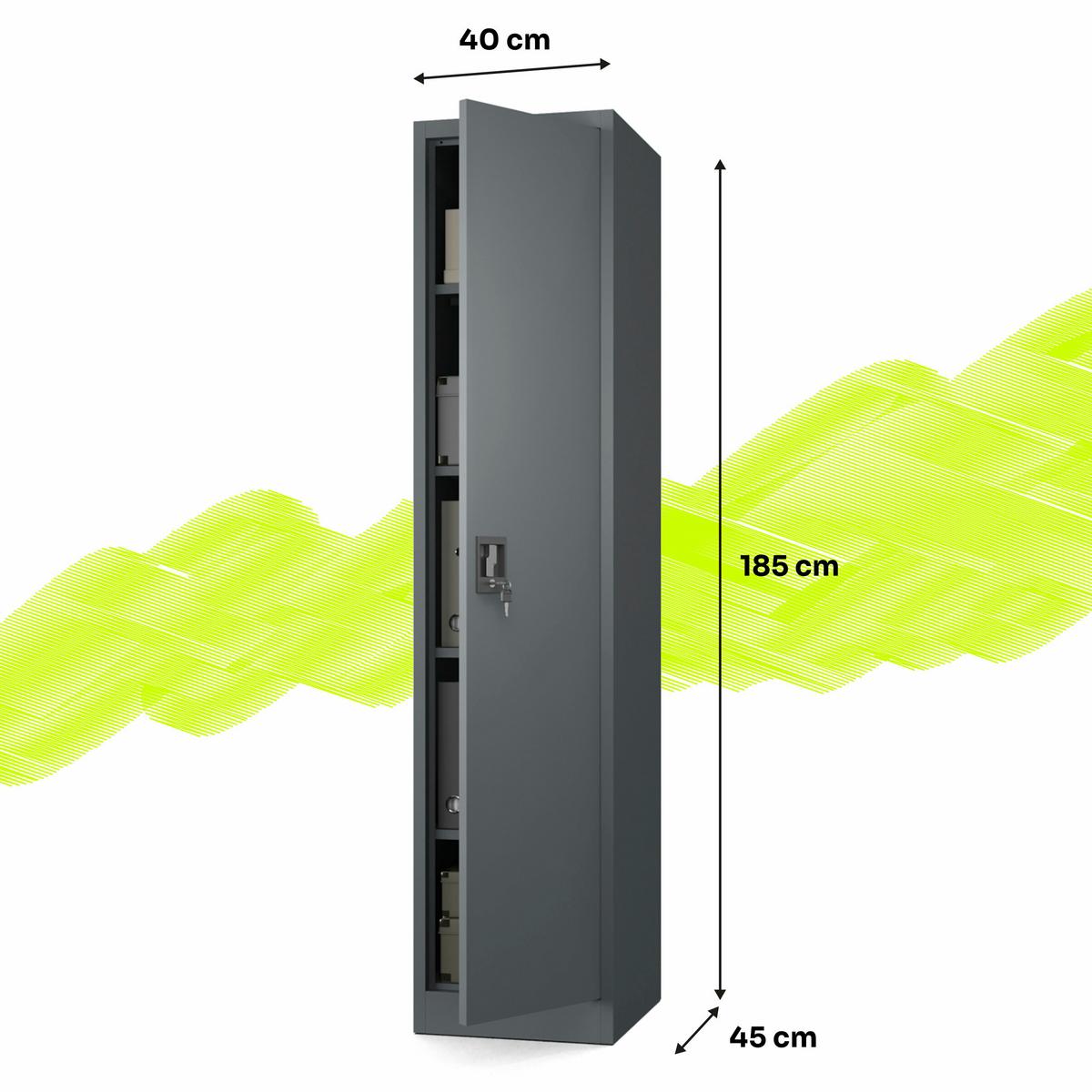 AKTENSCHRANK mit 4 Einlegeböden Anthrazit Stahl 40x185x45cm - Anthrazit, Metall (40/185/45cm) - Muralo