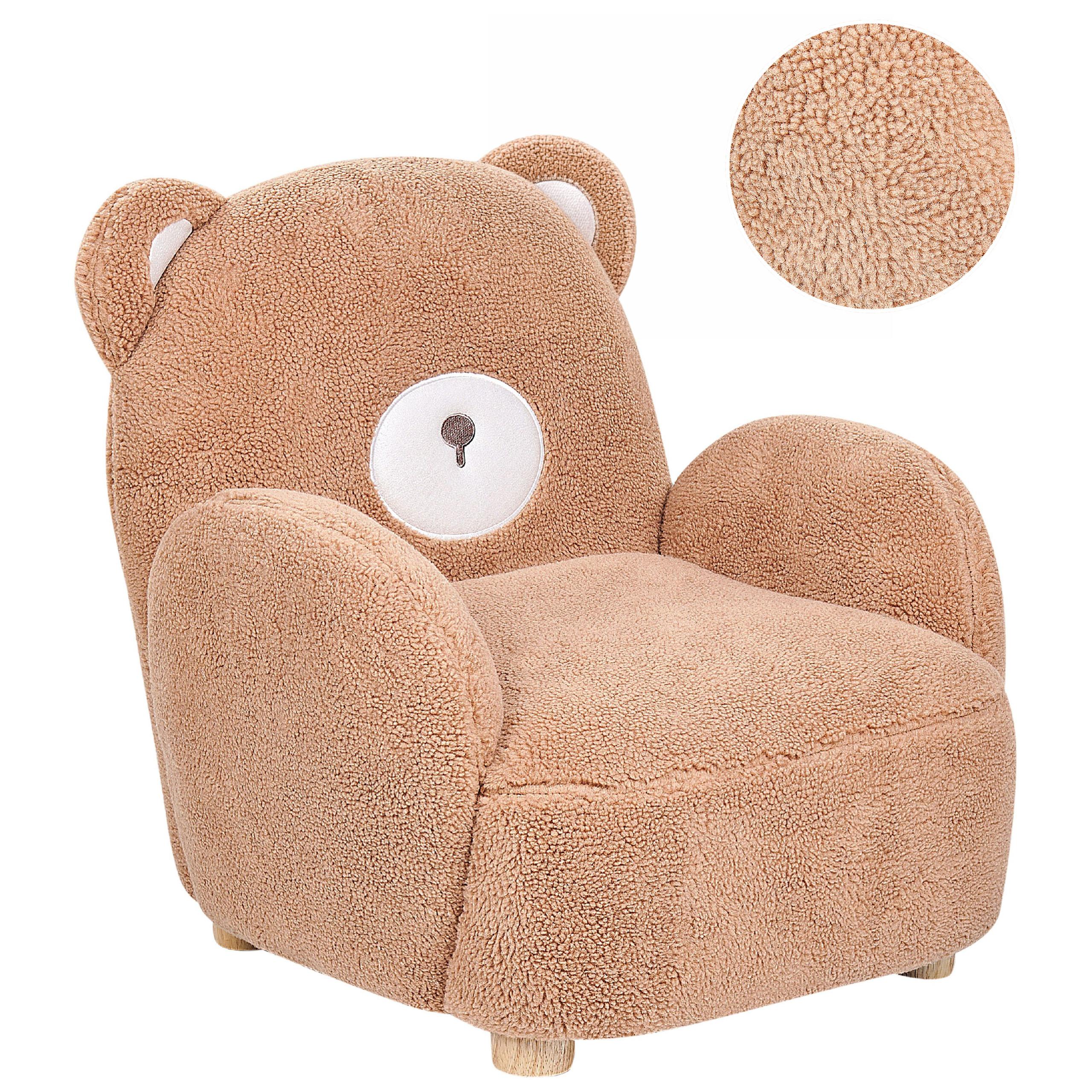 KINDERSESSEL Teddybär Bouclé Braun Boo - Braun, Textil (58/56/62cm) - Beliani