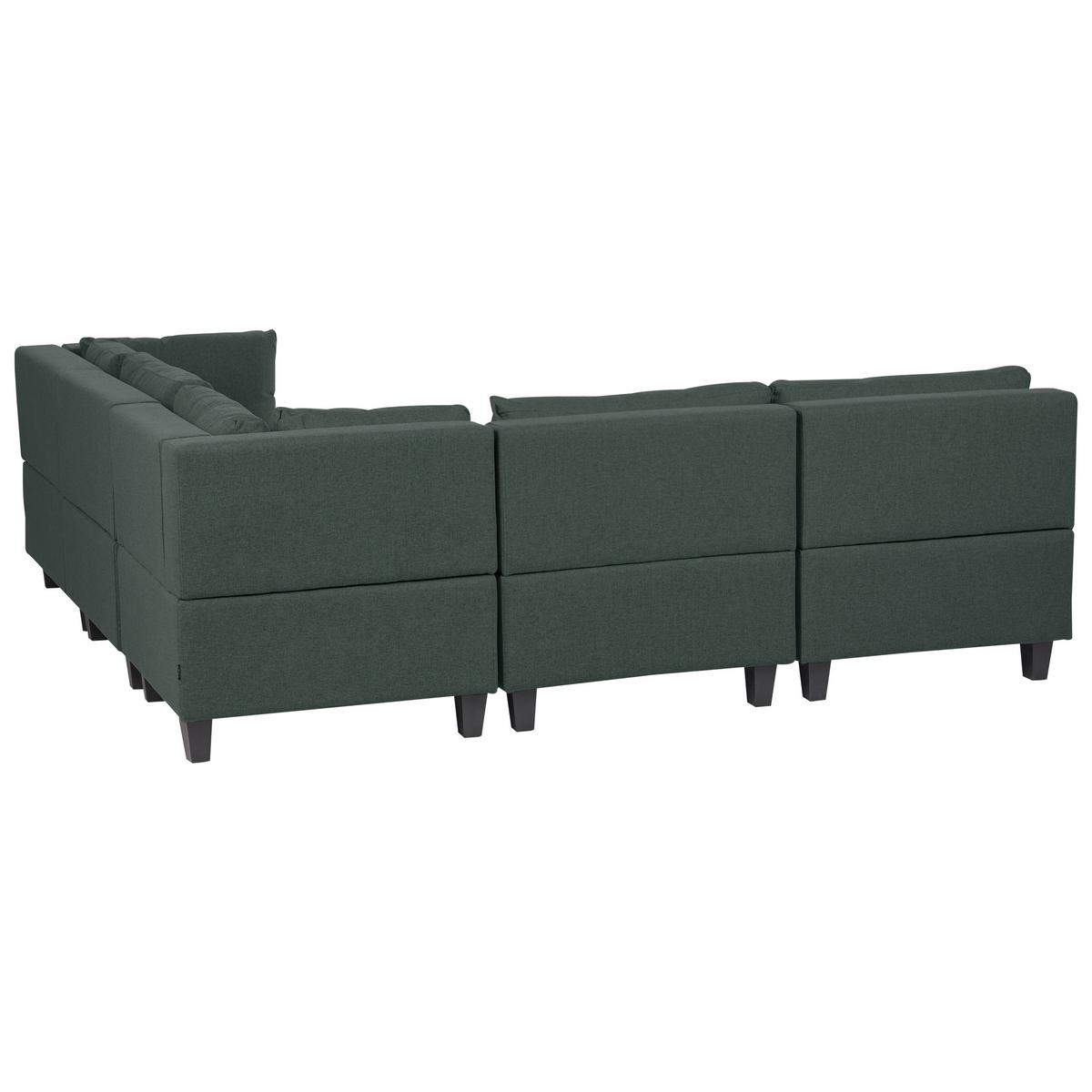 ECKFSOFA Modul 5-Sitzer linksseitig Dunkelgrün Stoff Unstad - Schwarz/Grün, Textil (228/228cm) - Beliani