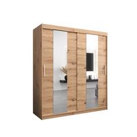SCHWEBETÜRENSCHRANK 200/180/62 2-türig - Silberfarben/Eiche Artisan, Holz/Kunststoff (180/200/62cm) - MÖBEL KRYSPOL