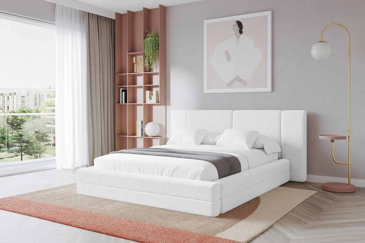 POLSTERBETT mit Bettkasten und Lattenrost, Bett mit Matratze H3/H4 - TEVO 140x200 Weiß - Weiß, Holzwerkstoff/Textil (140/200cm) - ALTDECOR