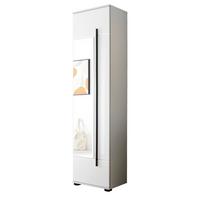 SCHUHSCHRANK weiß Hochglanz 50 x 200 cm, Garderobenschrank mit Spiegel - Weiß Hochglanz/Schwarz, Glas/Holzwerkstoff (50/200/39cm) - Furn.Design