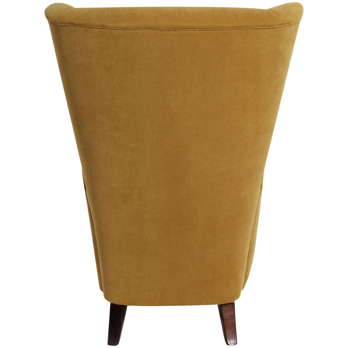 HOCHLEHNSESSEL Kailey Bezug Velourstoff Buche nussbaum dunkel / mais - Gelb, Kunststoff (96/122/89cm) - 58aufmkessel