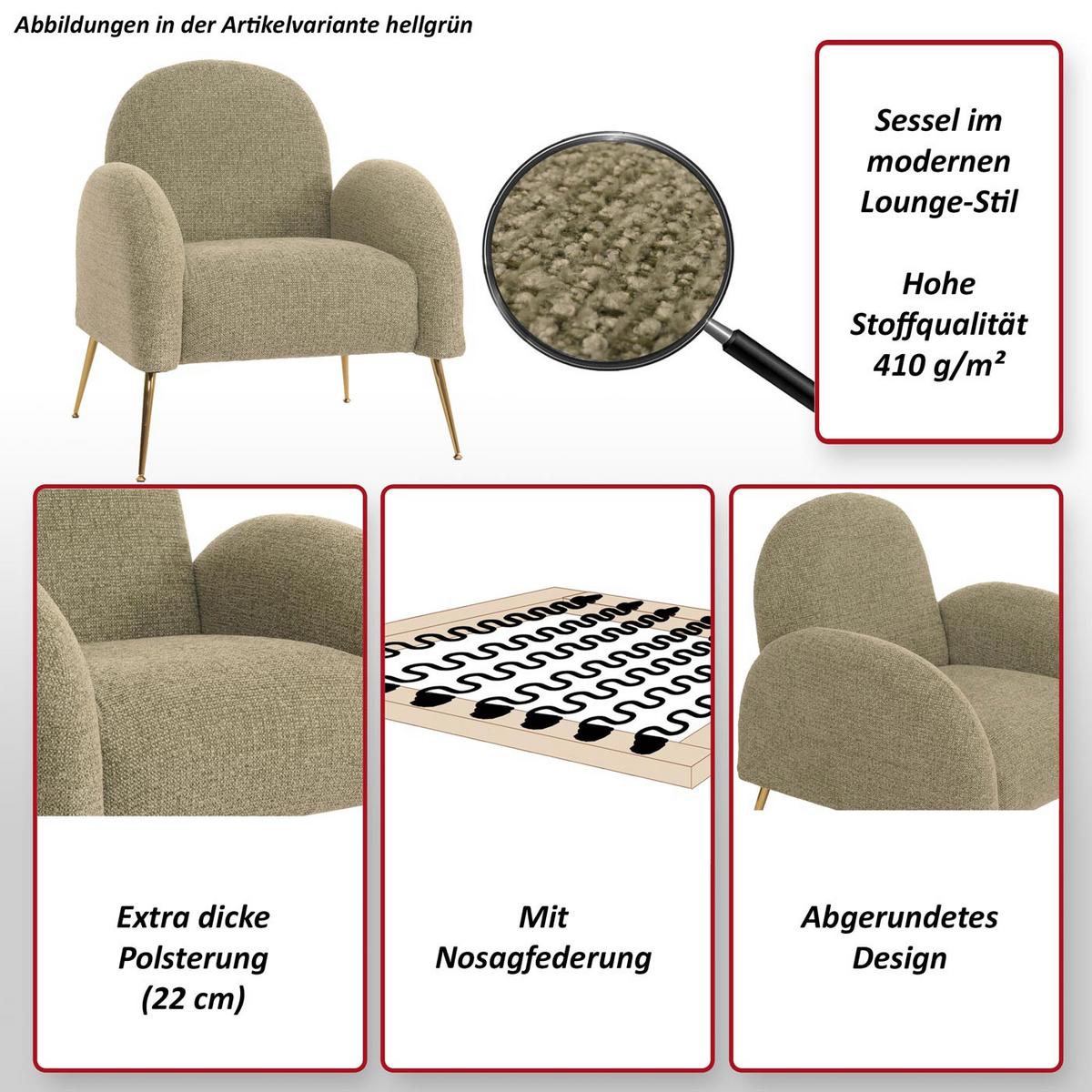 LOUNGE-SESSEL Cremeweiß - Weiß, Textil (74/88/77cm) - MCW