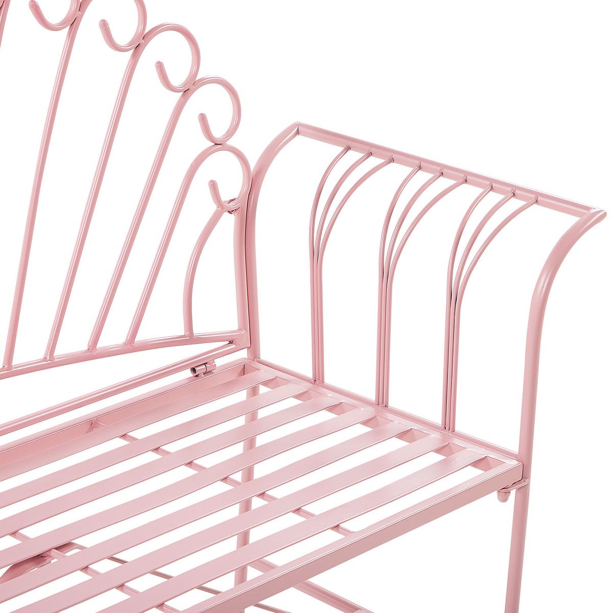 BALKONSET 2-Sitzer rosa Metall Bank mit Beistelltisch Cavinia - Pink, Metall - Beliani
