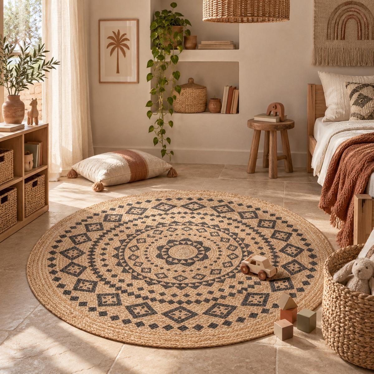 HANDGEFERTIGT JUTE TEPPICH NELE ETHNO RUND - Beige, Textil (120/120cm) - Pergamon
