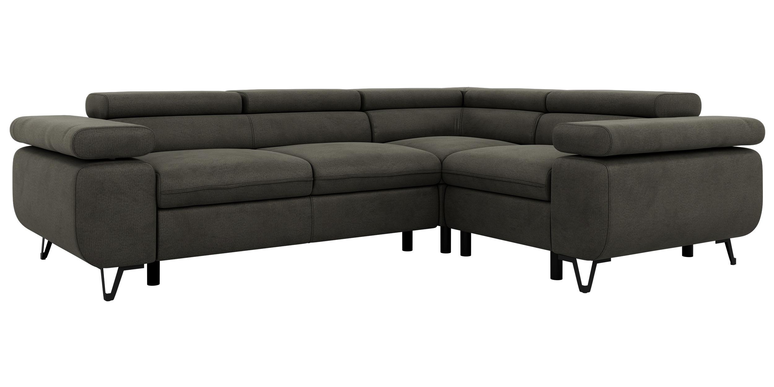 ECKSOFA ORSO L Anthrazit Velvet - Rechts Seite - Anthrazit/Schwarz, Textil/Metall (268/197cm) - MKS