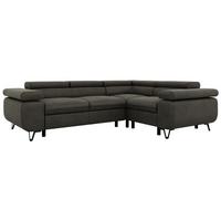 ECKSOFA ORSO L Anthrazit Velvet - Rechts Seite - Anthrazit/Schwarz, Textil/Metall (268/197cm) - MKS