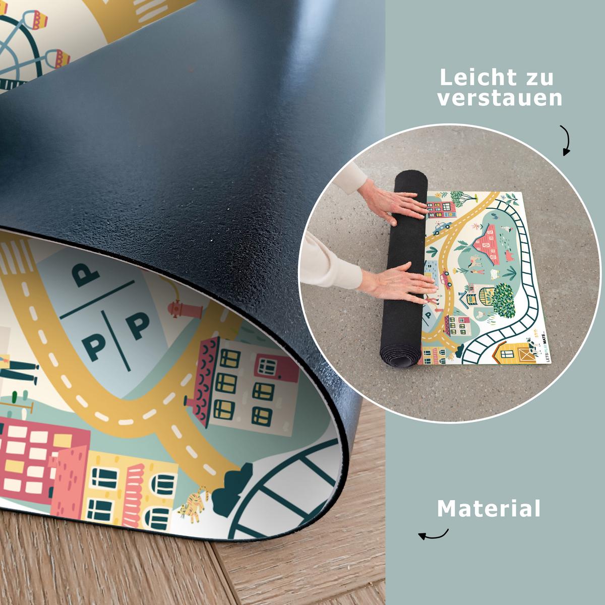 KINDERTEPPICH Riesenrad - Stadt - Tiere - Auto - Kinder Kinderzimmer 90x135 cm - Multicolor, Kunststoff (90/0.3cm) - OnlyWow