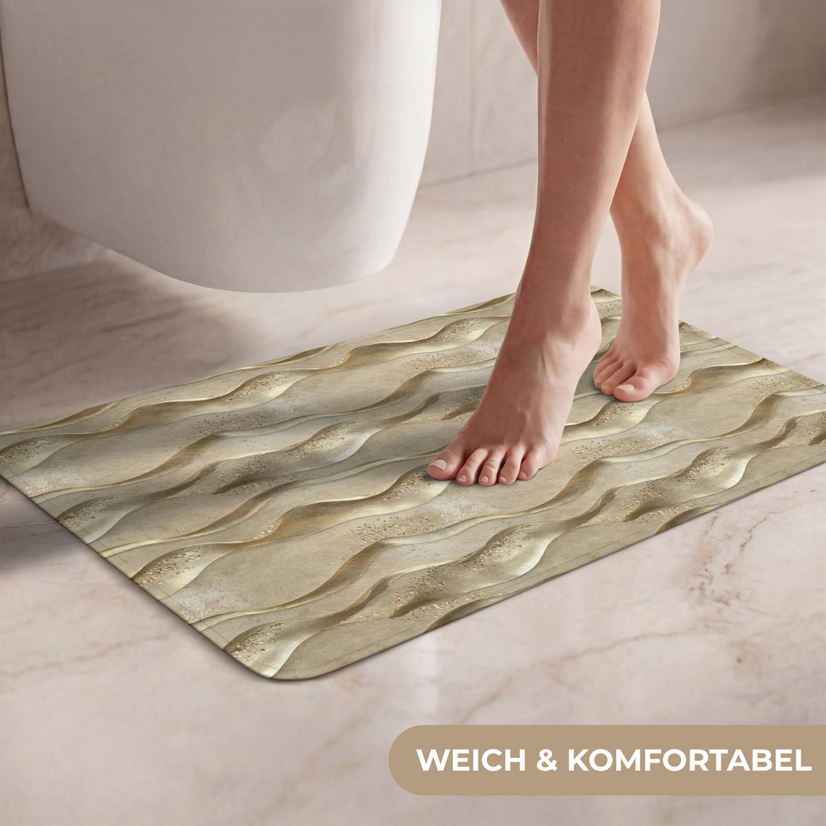 WC-VORLEGER Wellen - Muster - Gold Toilettenvorleger 60x40 cm - Messingfarben, Textil (60/1cm) - OnlyWow