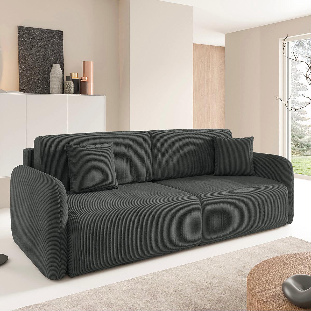 SOFA Dora 3 Sitzplätze Dunkelgrau - Grau, Holz (233/92/110cm) - Petits-meubles