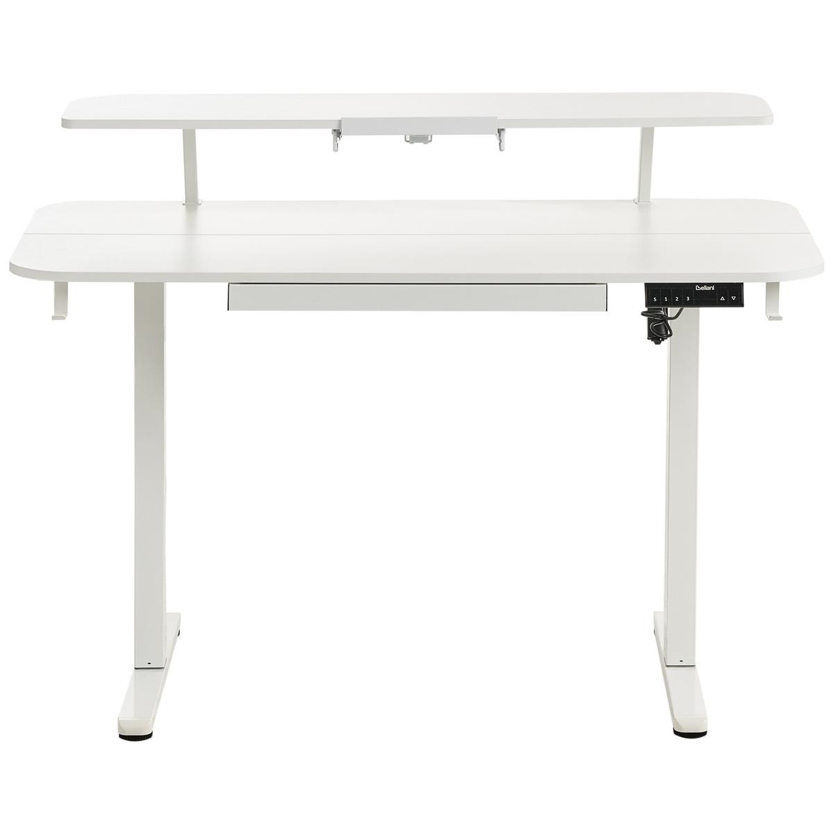 SCHREIBTISCH elektrisch höhenverstellbar 120/60 cm mit USB-Anschluss Weiß Wilbanks - Weiß, Holzwerkstoff/Metall (60/120/90cm) - Beliani