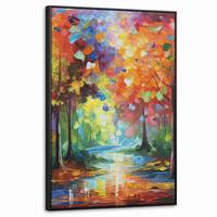 LEINWAND Bilder mit Rahmen - Landschaft - Wald - Farben - Natur - 60x90 - Multicolor, Textil (60/90cm) - MuchoWow