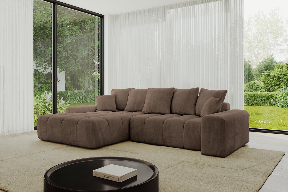 ECKSOFA Ottomane Links ENSI-L - 267x164x69 cm Braun - Braun, Holzwerkstoff/Kunststoff (267/164cm) - ALTDECOR