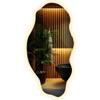 LED-SPIEGEL 40x80 cm Asymmetrisch Warmweiß 3000K - Gelb, Glas (40/80/0.4cm) - Wallfluent