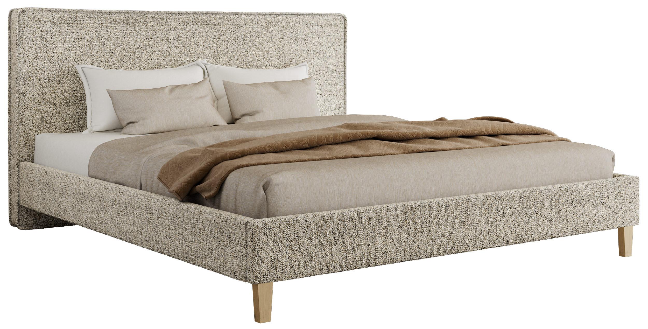POLSTERBETT LUMARO CLASSIC 200/200 - Beige Stukture - ohne Matratze - Beige/Kernbuche, Holz/Textil (200/200cm) - MKS
