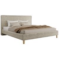 POLSTERBETT LUMARO CLASSIC 200/200 - Beige Stukture - ohne Matratze - Beige/Kernbuche, Holz/Textil (200/200cm) - MKS