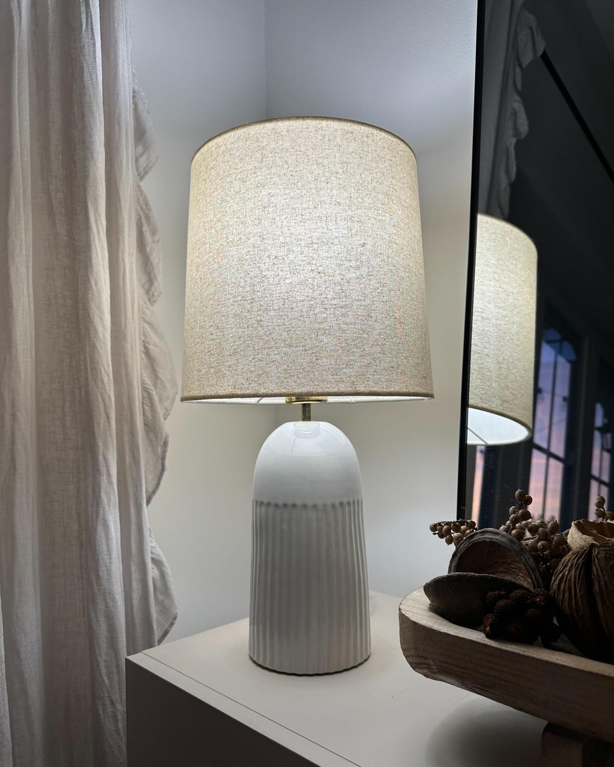 TISCHLAMPE Keramik Cremeweiß Saliente - Creme, Stein (26/26/50cm) - Beliani