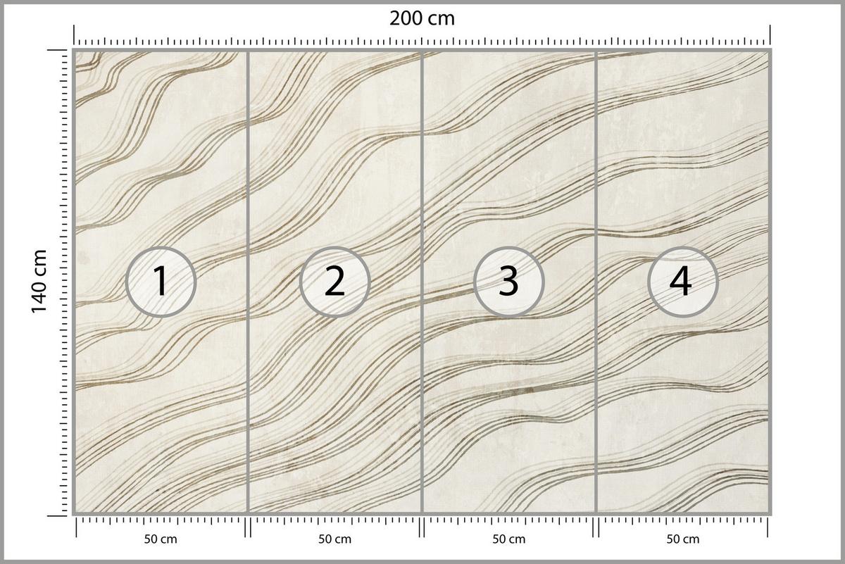 FOTOTAPETE für Wohnzimmer Beige Wellen Abstraktion 200x140 - Beige, Papier (200/140cm) - Muralo