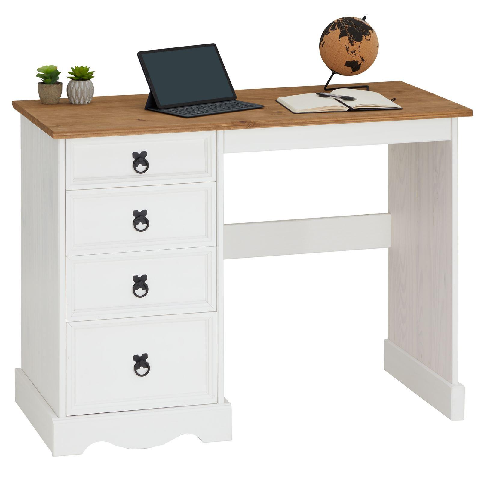 SCHREIBTISCH CAMPO weiß/braun - Weiß/Braun, Holz (49/105/78cm) - CARO-Möbel