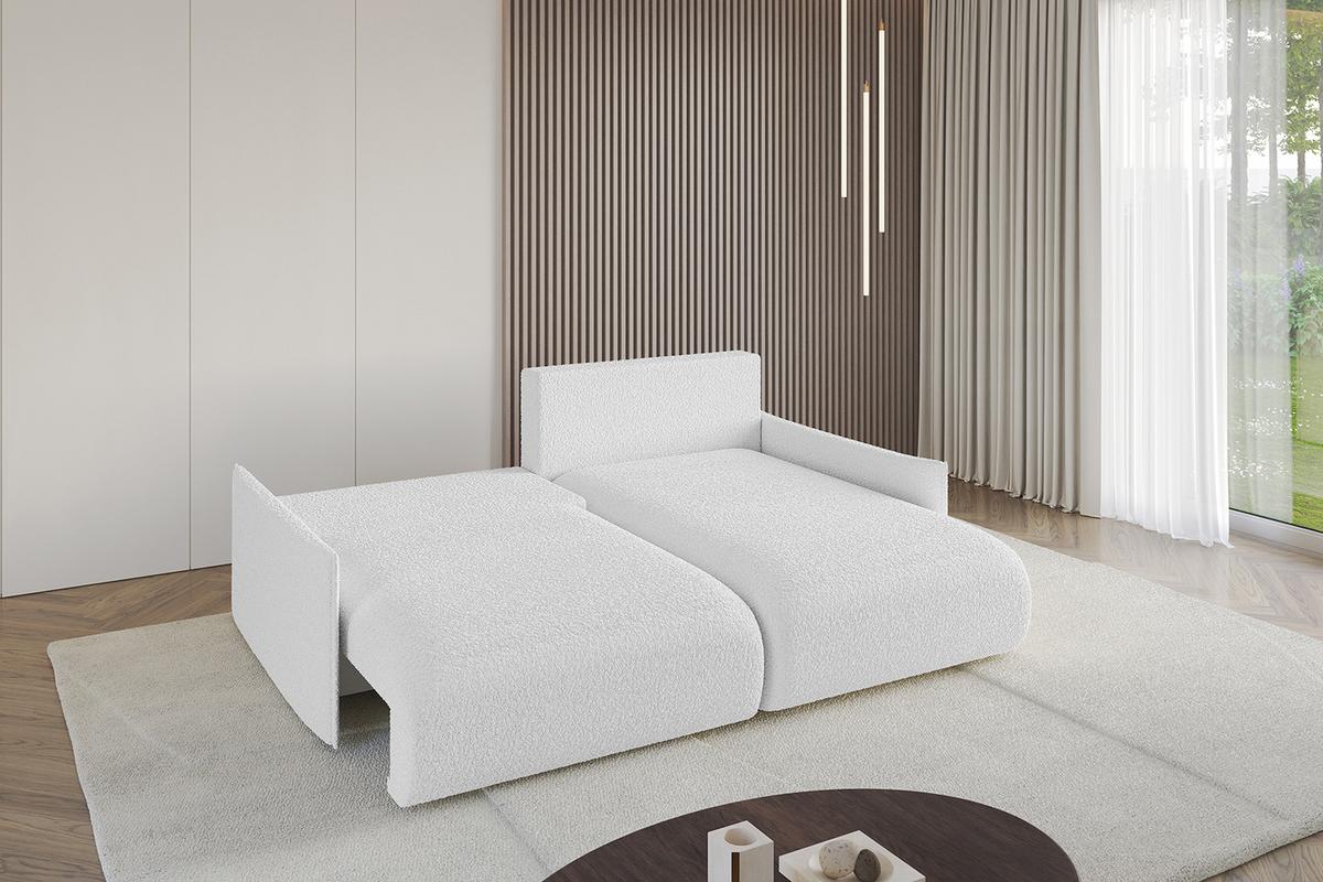ECKSOFA Ottomane rechts ONESK-L -v1 216x177x72 Weiß Bouclé - Weiß, Holzwerkstoff/Kunststoff (177/216cm) - ALTDECOR