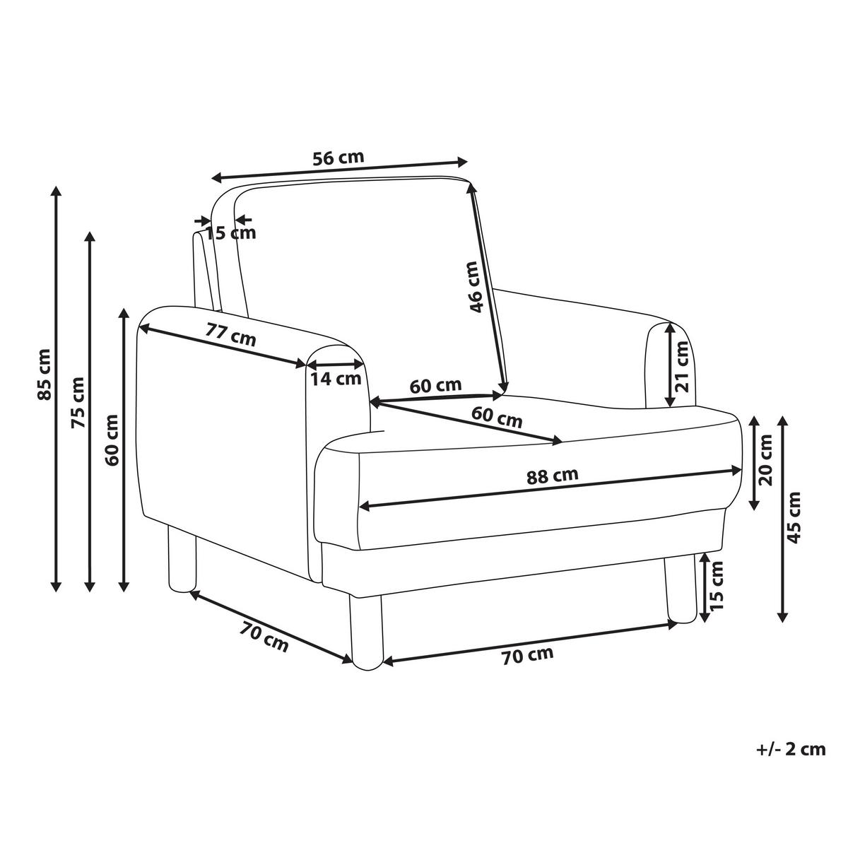 SESSEL Cremeweiß Tuve - Hellbraun/Weiß, Textil (88/85/90cm) - Beliani