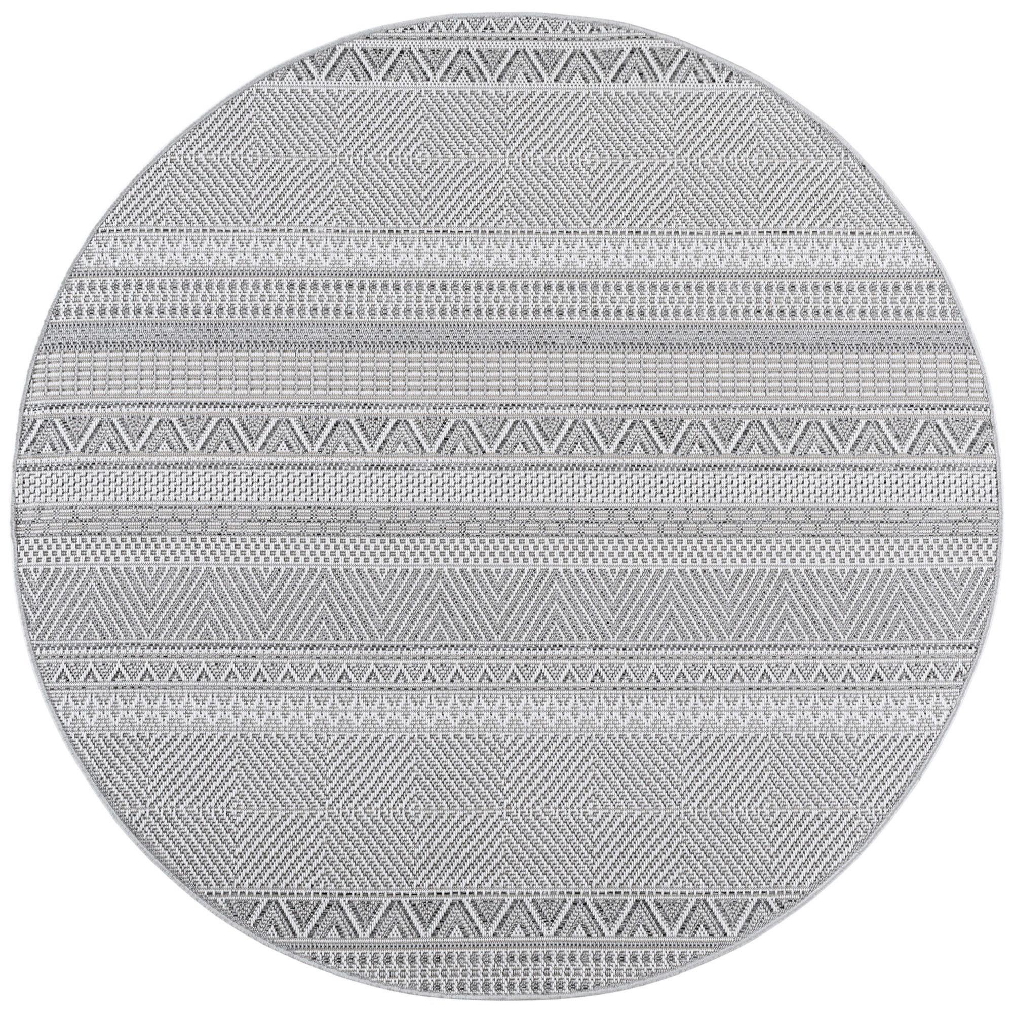 TEPPICH Outdoor VENTOUX in Grau, im Ethno-Stil, Ø 80 cm - Grau, Textil (80/80cm) - KADIMA DESIGN