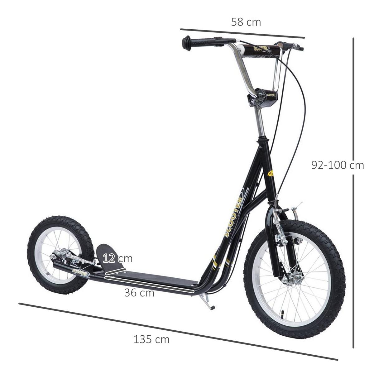 KINDERROLLER, Schwarz/Rosa, Stahl+ Gummi - Schwarz, Metall (135/58/100cm) - HOMCOM