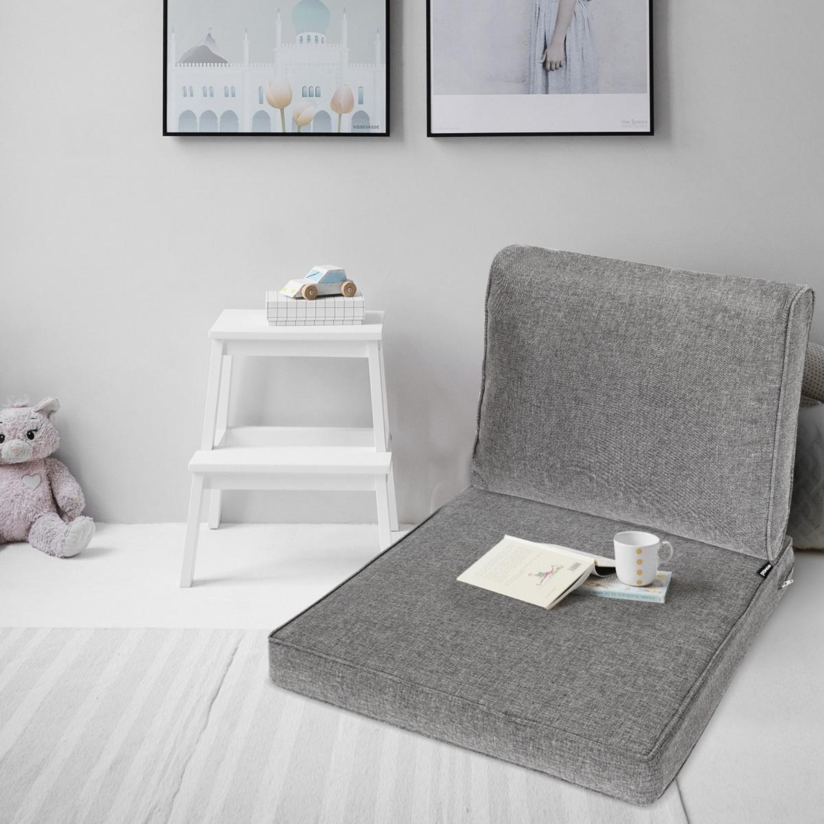 LOUNGEKISSEN Ilano Outdoor Sitz 60x60x8cm mit Rücken 60x40x15cm Hellgrau (2tlg) - Hellgrau, Textil (60/60cm) - BoMoe