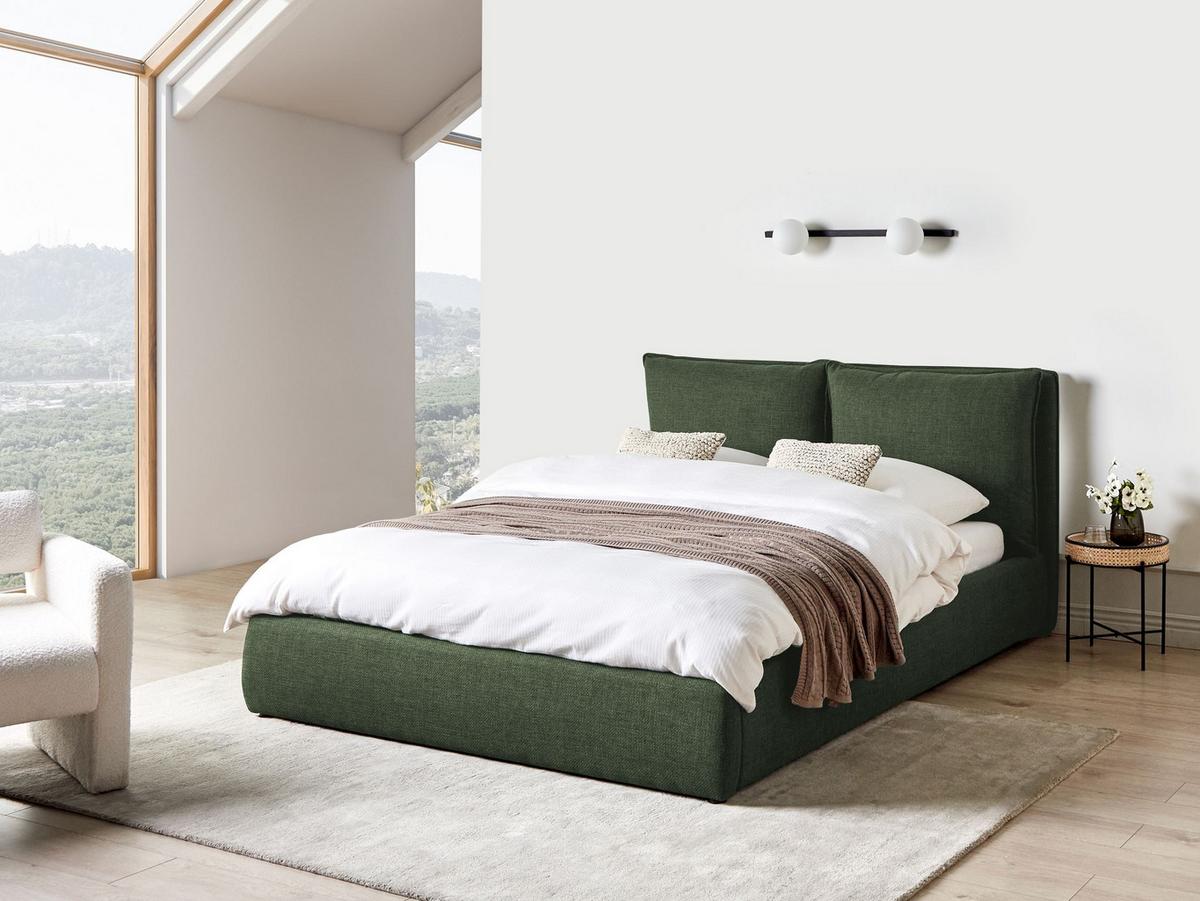 BETT mit Stauraum 160/200 cm Grün Bajonna - Grün, Textil (160/200cm) - Beliani