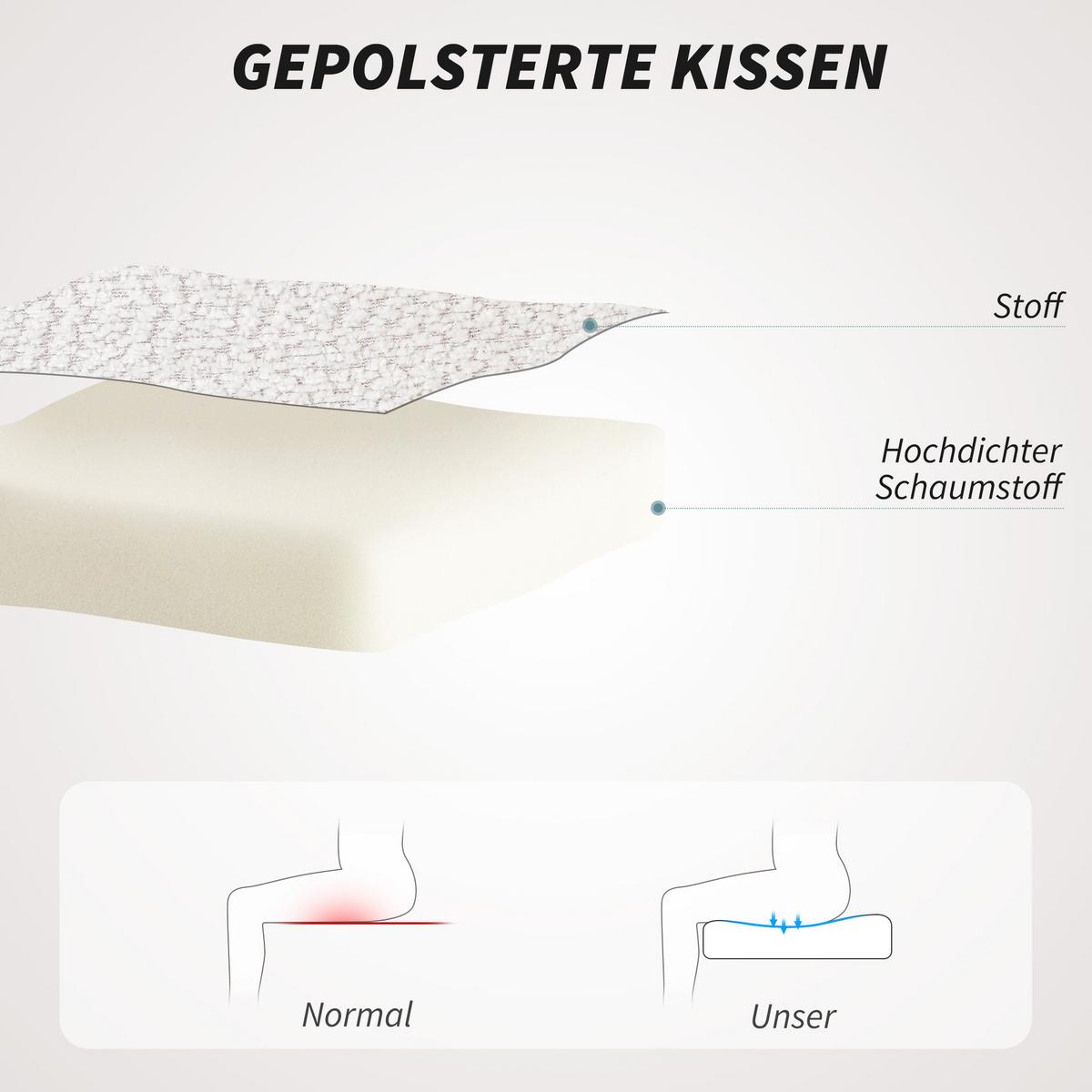 SCHREIBTISCHSTUHL Homeoffice Stuhl mit Leinenoptik Gewölbter Rückenlehne Creme - Creme/Schwarz, Textil/Metall (59/85/65cm) - HOMCOM