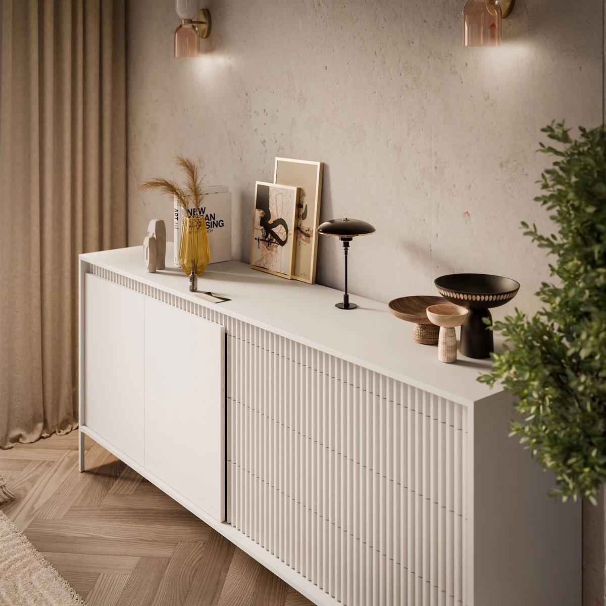 SIDEBOARD YASUMI 187 2D3S mit Schubladen - Beige, Holzwerkstoff (187.1/81.4/39.5cm) - Lookway