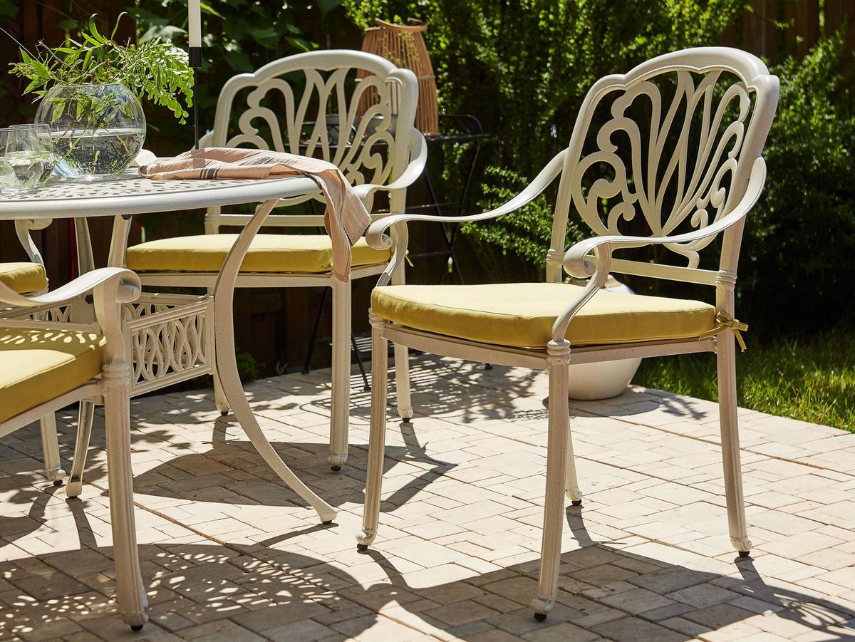 GARTENSTUHL 4er-Set Aluminium weiß Ancona - Weiß, Metall (68/97/65cm) - Beliani
