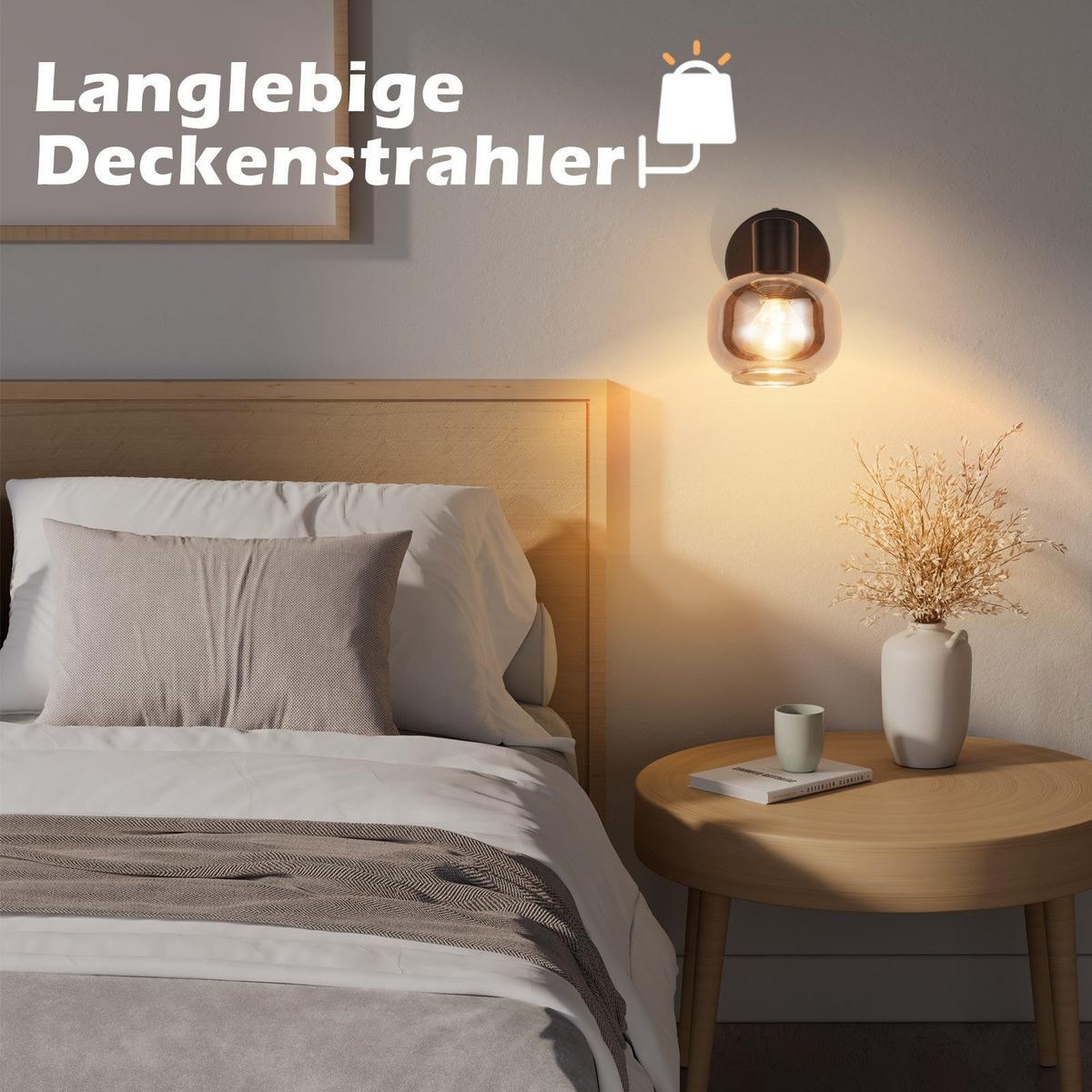 DECKENSTRAHLER Cottbus 1-flammig 9/9/16.5 cm - Schwarz, Metall (9/9/16.5cm) - Nettlife