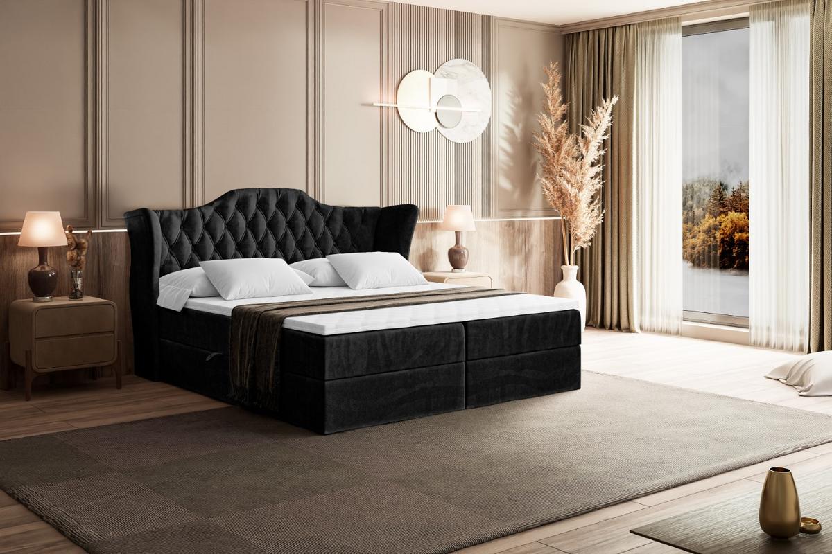 BOXBETT mit Matratze H4 und Lattenrost - VILA - 140x200 cm - H4 - Schwarz - Schwarz, Holzwerkstoff (140/200cm) - ALTDECOR