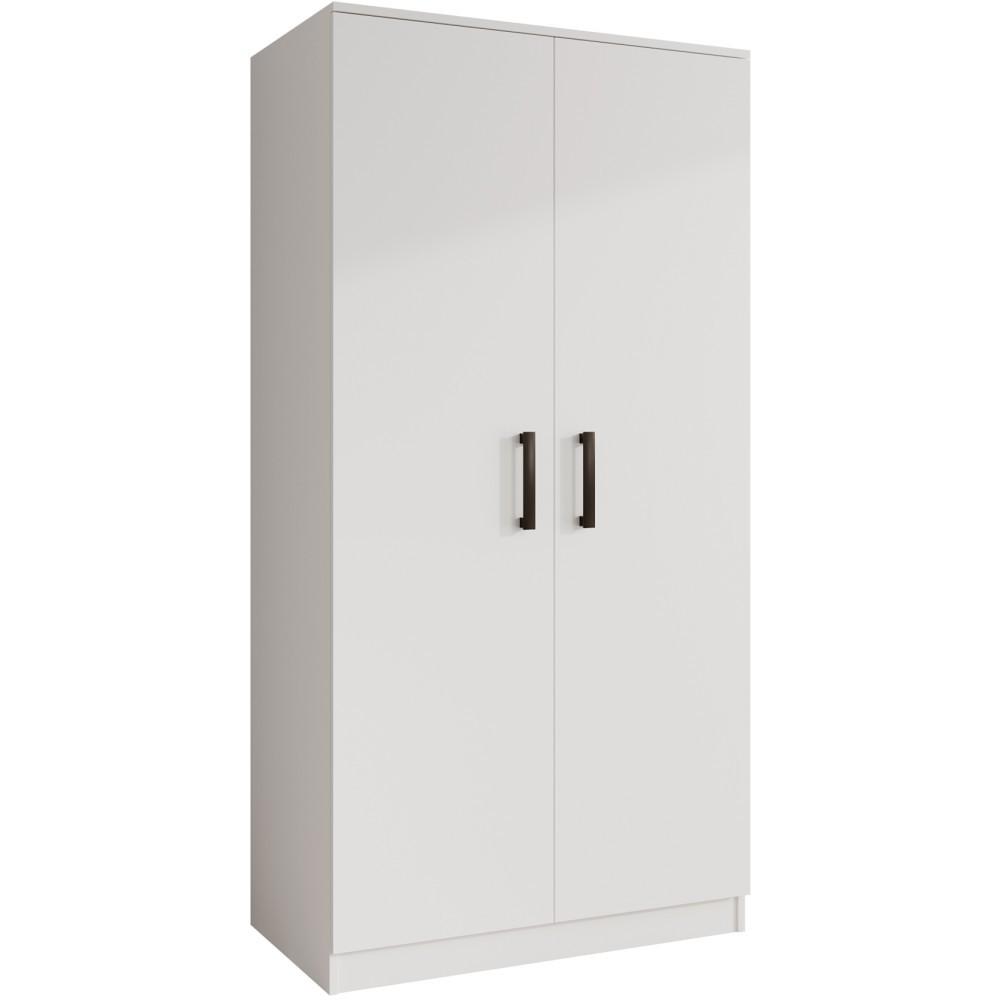 DREHTÜRENSCHRANK Trend, ohne Schubladen, Weiß - Schwarz/Weiß, Holzwerkstoff (90/180/50cm) - Beautysofa