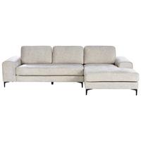 ECKSOFA 4-Sitzer Samtstoff Hellbeige linksseitig Kiruna - Beige/Schwarz, Textil (290/148cm) - Beliani