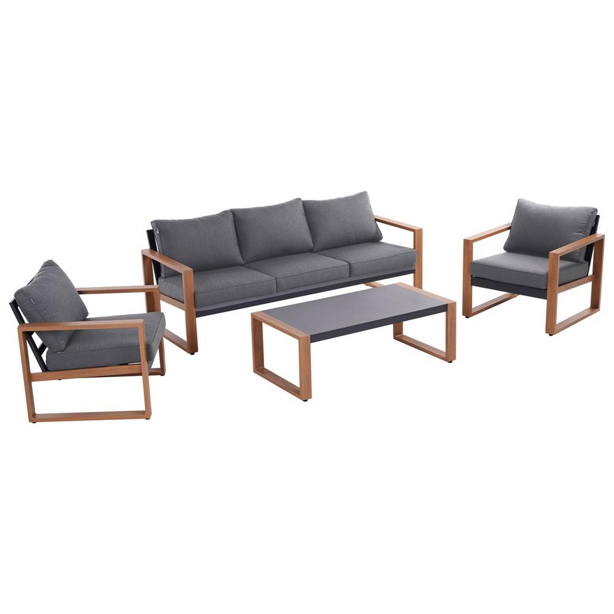 GARTENLOUNGE-SET DUISBURG - Anthrazit/Braun, Holzwerkstoff - RAUMHIRSCH FURNITURE