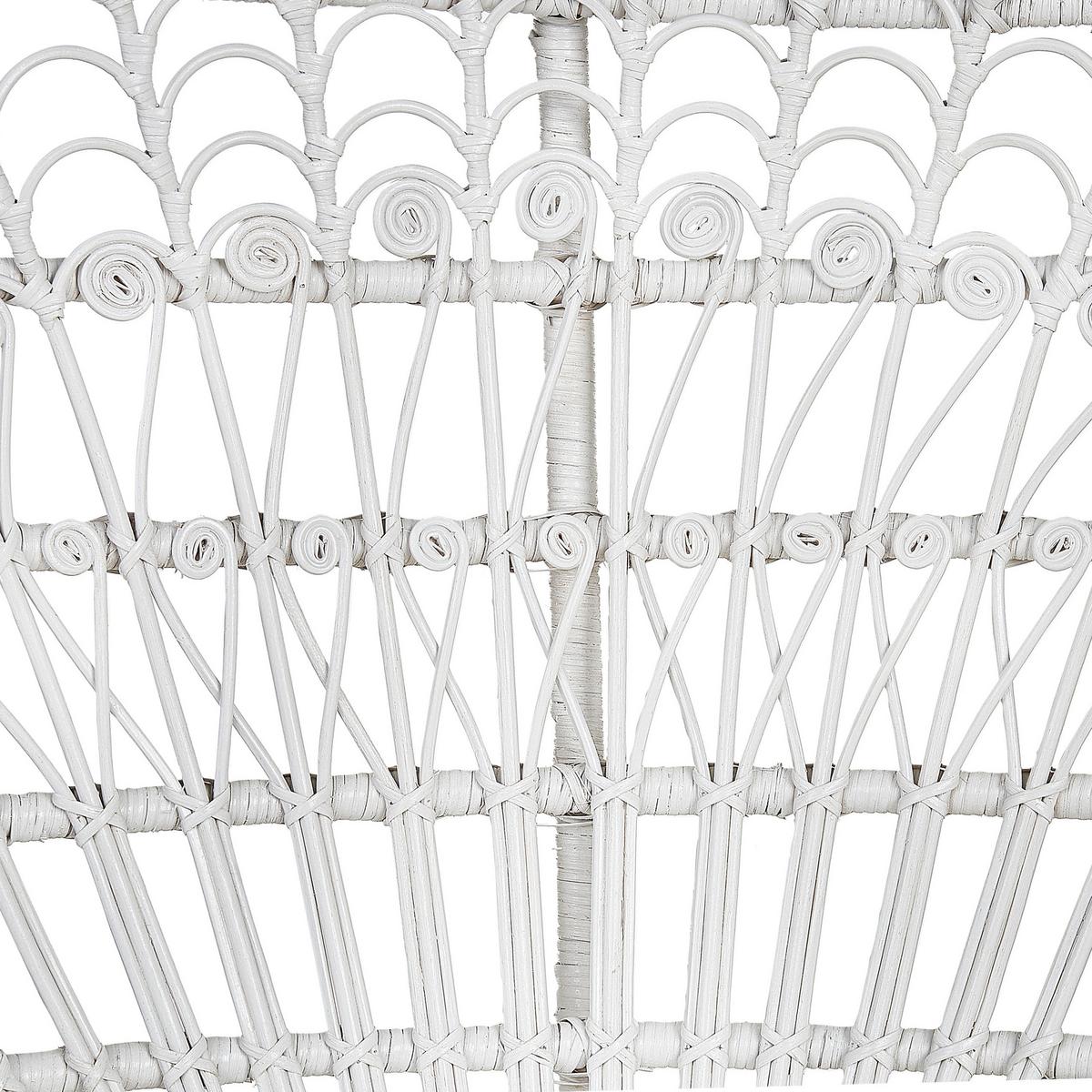 PFAUENSESSEL Rattan/Baumwolle weiß Emmanuelle - Weiß, Naturmaterialien/Textil (120/150/50cm) - Beliani