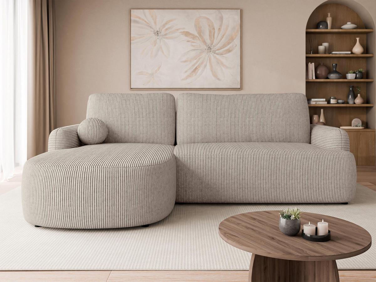 ECKSOFA Loridu Cord, Seite: Links - Schwarz/Sahara, Holz/Kunststoff (250/174cm) - MIRJAN24