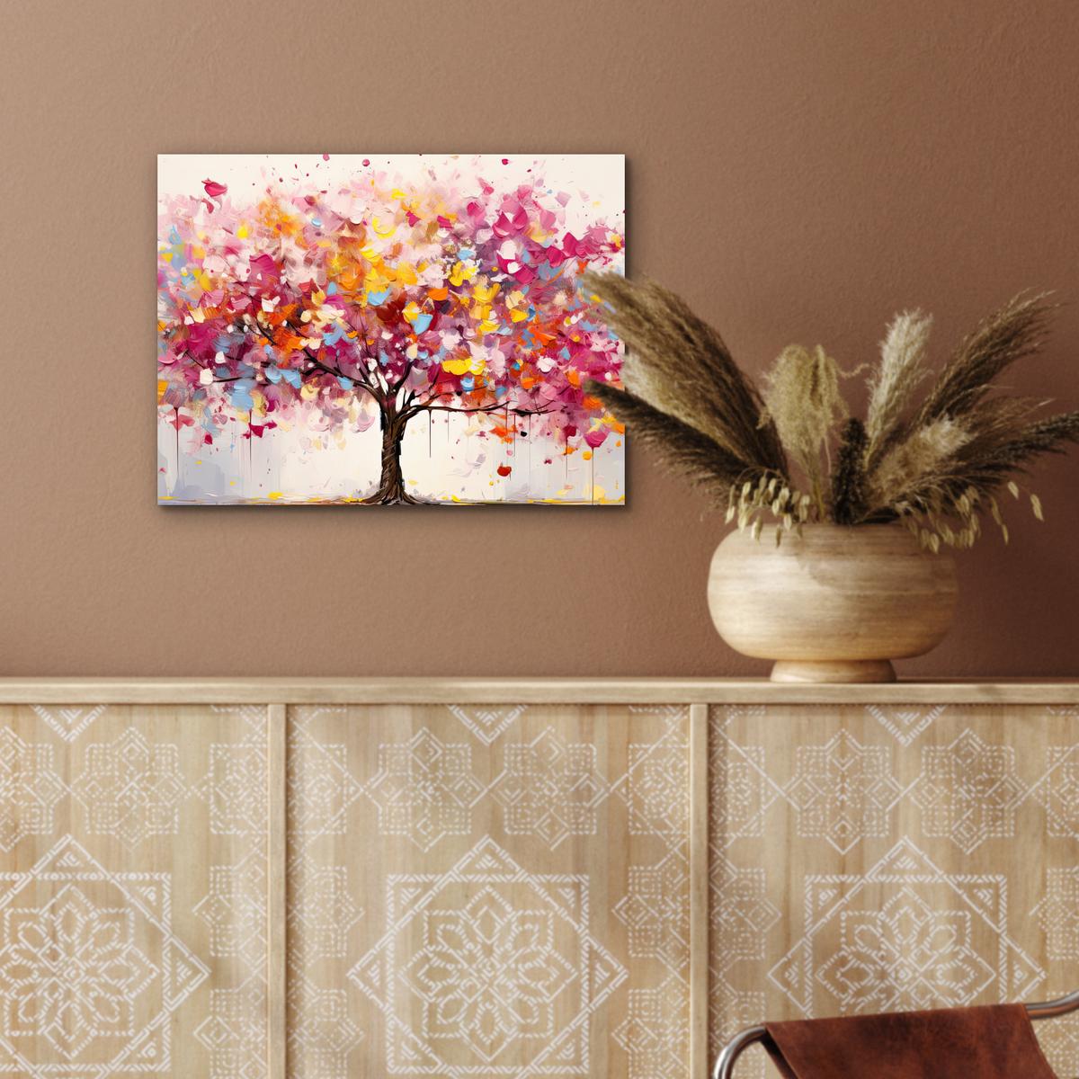 METALLBILD Aquarell - Baum - Kunst - Abstrakt 40x30 cm - Multicolor, Metall (40/30cm) - MuchoWow