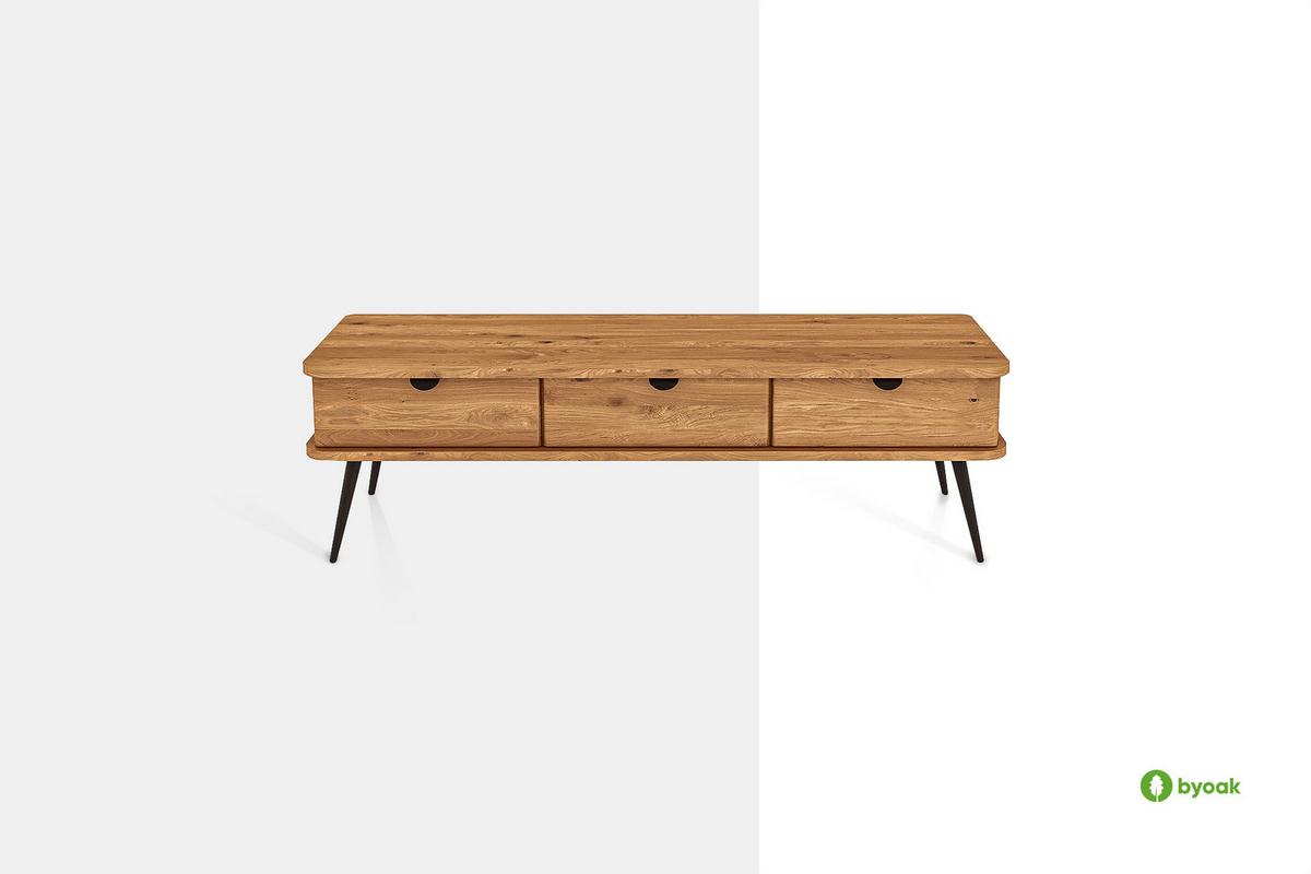 LOWBOARD LINA Wildeiche - Wildeiche, Holz (144/42/46cm) - byoak