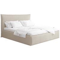 POLSTERBETT Pillow mit Bettkasten, Metall-Lattenrost und hohem Kopfteil - Beige Bouclé 120x200 cm - Beige/Birkefarben, Holz/Kunststoff (120/200cm) - WFL GROUP