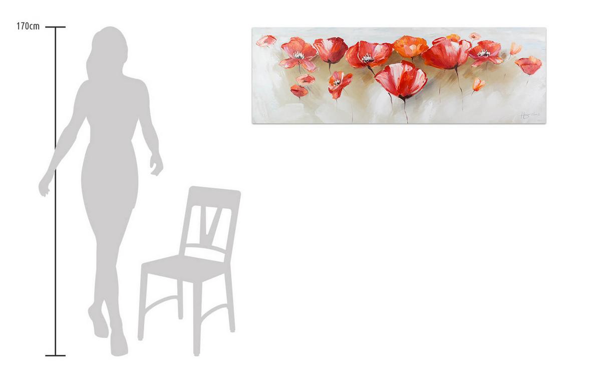 ÖLGEMÄLDE 150/50 cm - Rot, Holz/Textil (150/50cm) - KUNSTLOFT