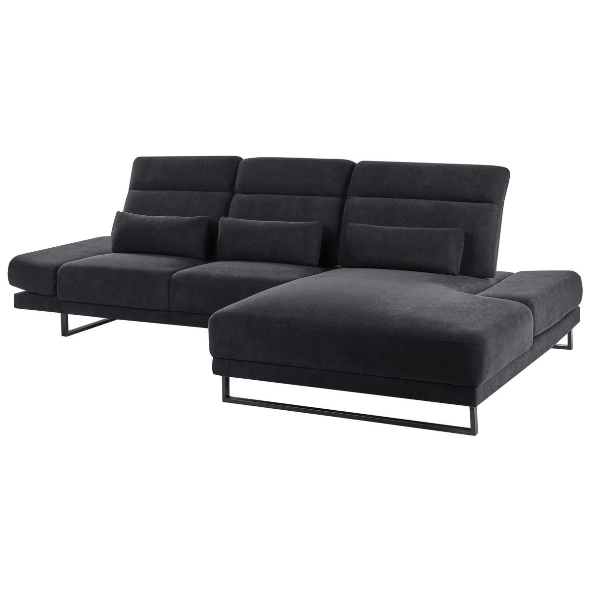 ECKSOFA 4-Sitzer Stoff Schwarz linksseitig Ikast - Schwarz, Textil (320/214cm) - Beliani