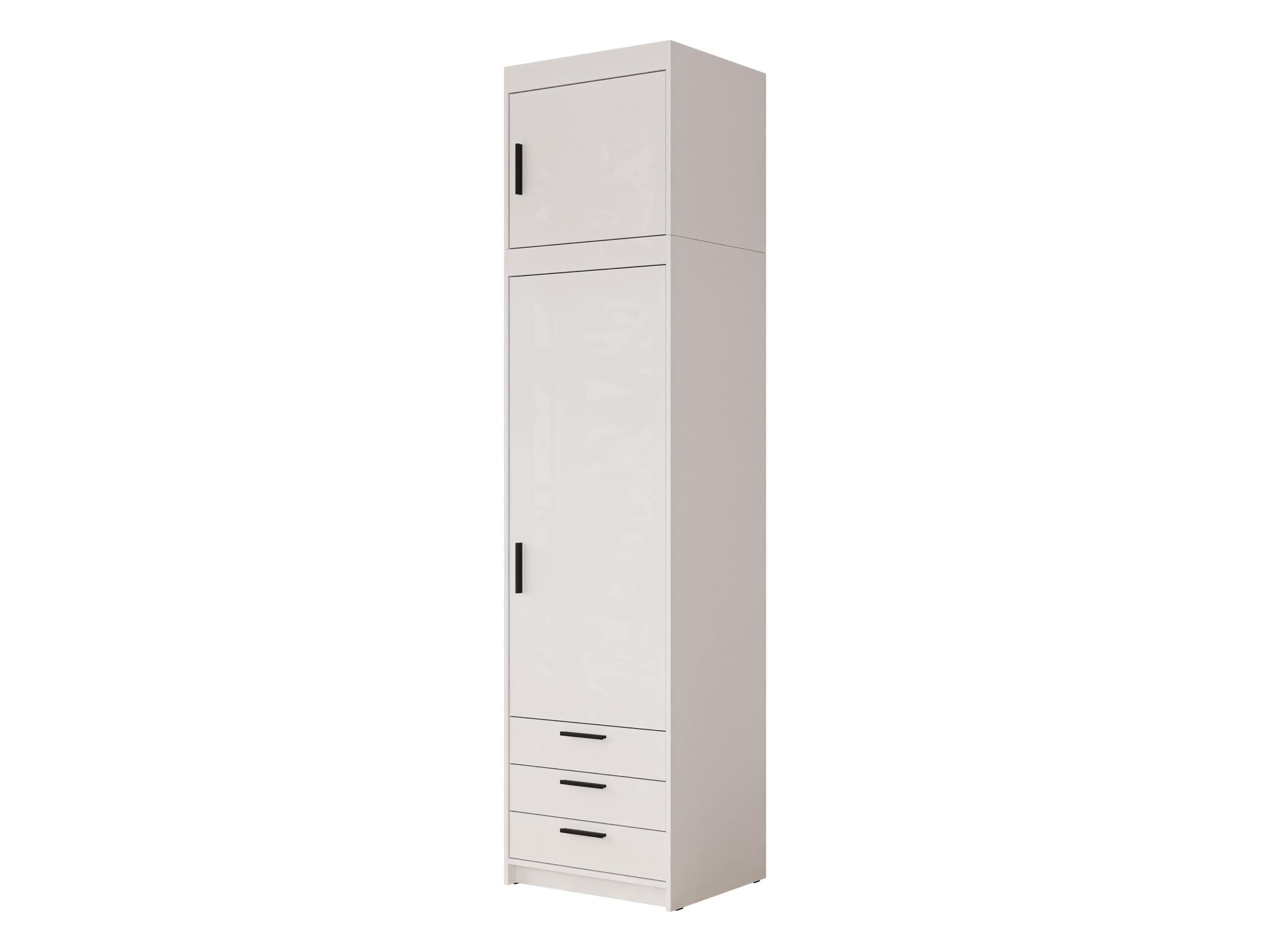 KLEIDERSCHRANK Elena 1D3S + Schrankaufsatz - Schwarz/Weiß, Holzwerkstoff/Kunststoff (60/246/53cm) - MIRJAN24