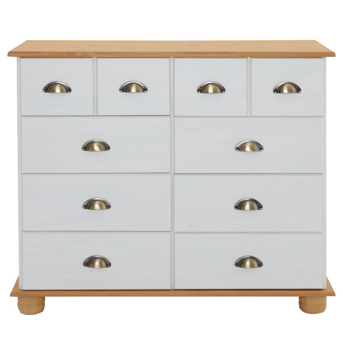 APOTHEKERKOMMODE COLMAR weiß/braun - Weiß/Braun, Holz (92/80/39cm) - IDIMEX