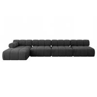 ECKSOFA modulares Sofa Razon-L3 - 380x160x70 cm Schwarz Velours - Schwarz, Holzwerkstoff/Textil (380/160cm) - ALTDECOR