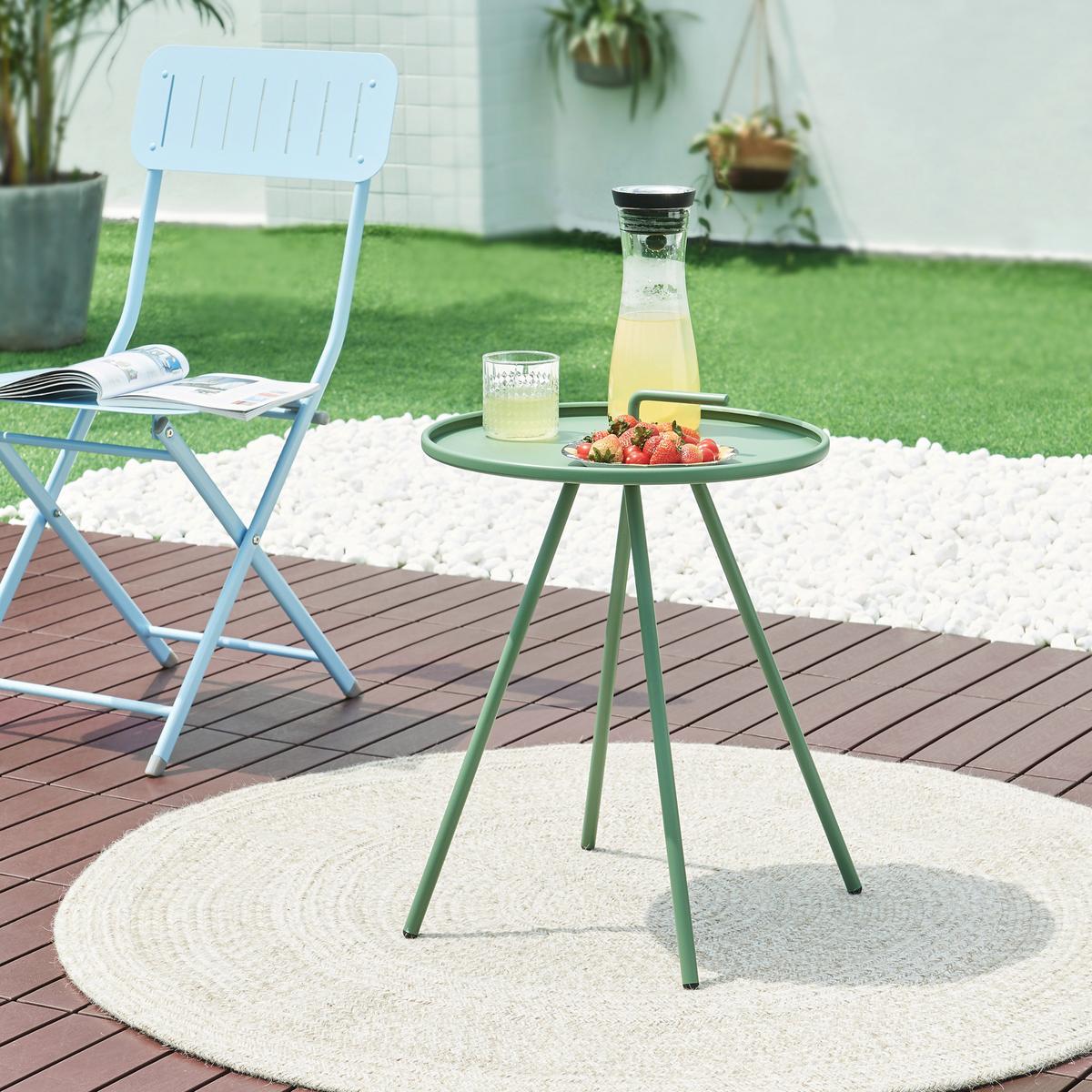 GARTEN-BEISTELLTISCH Fosen - Grün, Metall (42/42/55cm) - [en.casa]