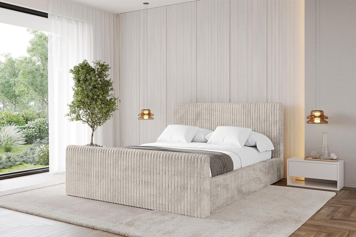 POLSTERBETT mit Bettkasten, Fußteil und Lattenrost, Boxbett ohne Matratze - ALOVA-Z-V1 120x200 Creme - Creme, Holzwerkstoff/Textil (120/200cm) - ALTDECOR